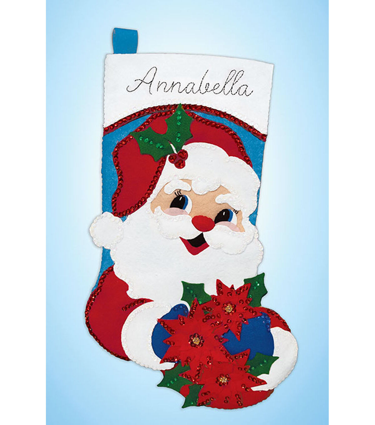 Design Works 18 Santa With Poinsettias Felt Stocking Embroidery Kit