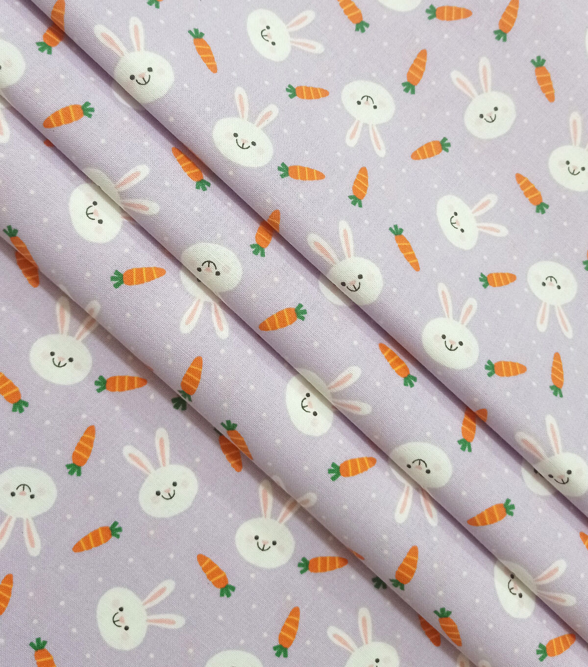 Bunny & Carrots on Purple Easter Cotton Fabric