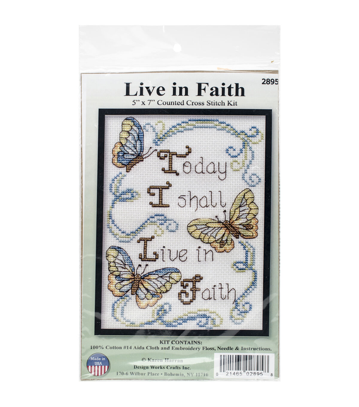 Design Works 5 x 7 Live in Faith Counted Cross Stitch Kit