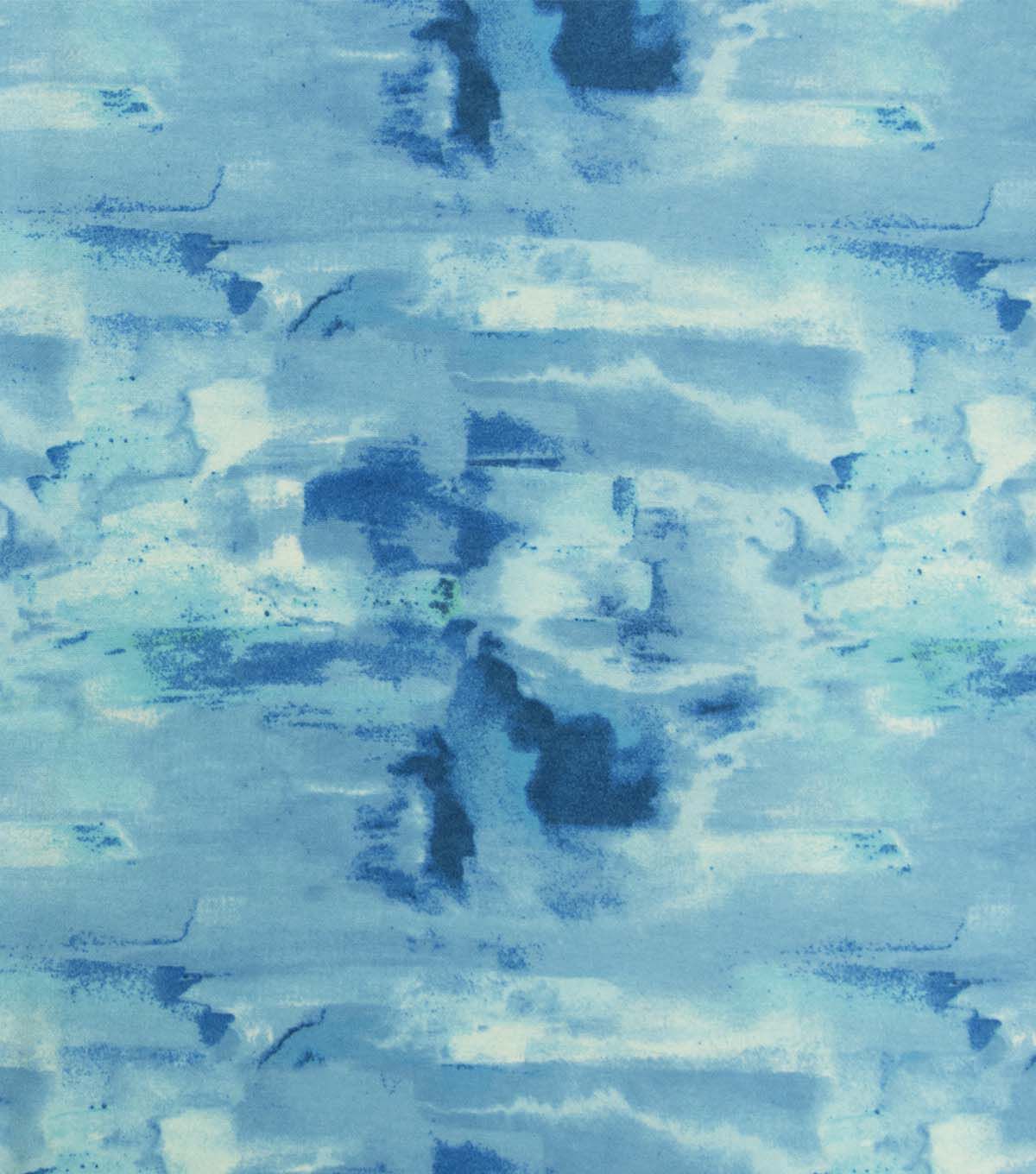 108 Wide Blue Watercolor Strokes Flannel Fabric