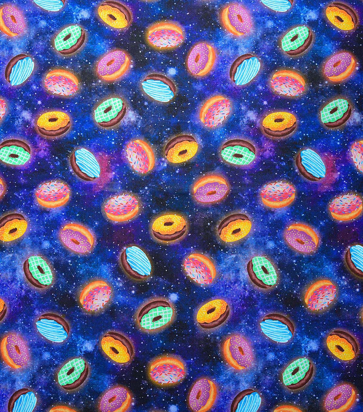 Blue Donuts In Space Novelty Cotton Fabric
