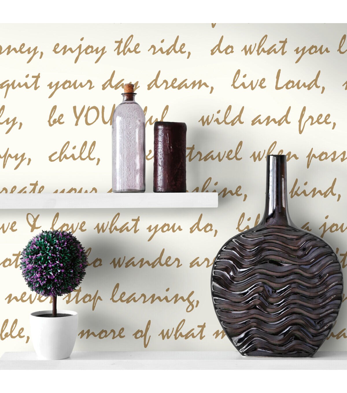 RoomMates Wallpaper Gold Dream Big Script
