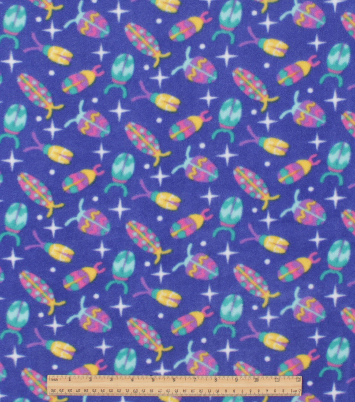 Purple Cute Bugs Anti Pill Plush Fleece Fabric