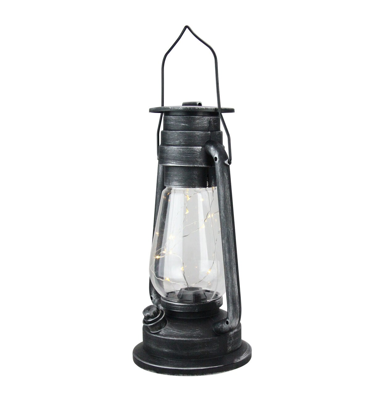 Northlight 12 Silver Black Traditional Lantern with Micro Lights
