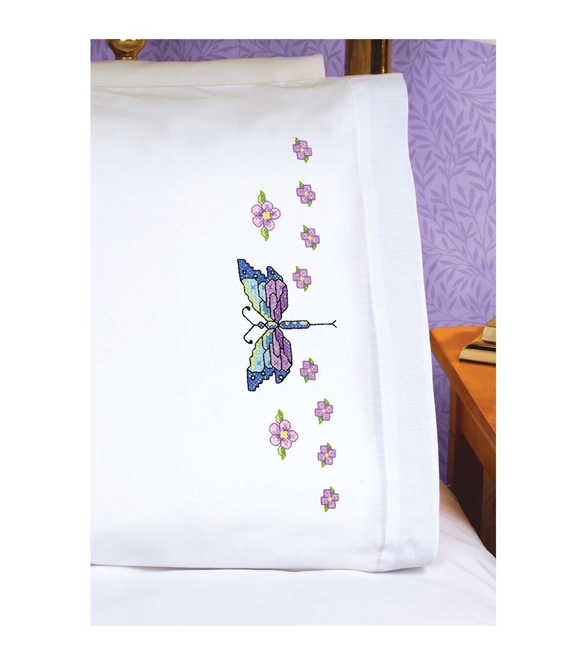 Janlynn 30  x 20 Dragonfly Stamped Cross Stitch Pillowcases 2pk
