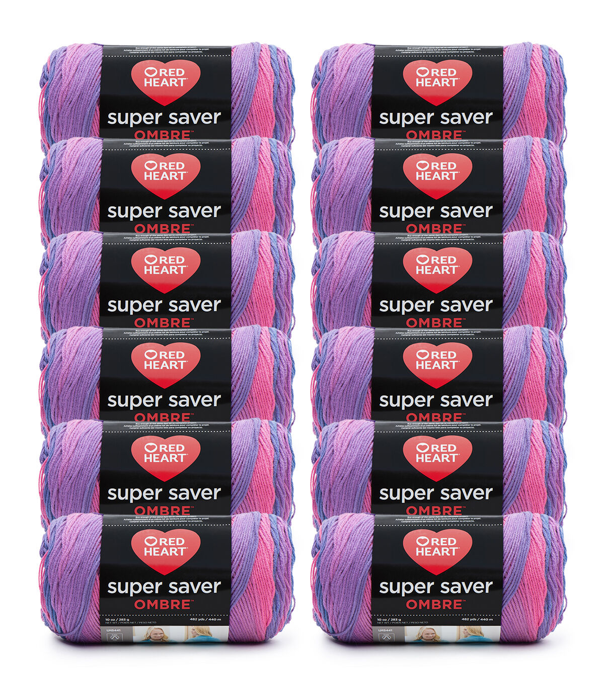 Red Heart Super Saver Ombre 482yds Worsted Acrylic Yarn 12 Bundle