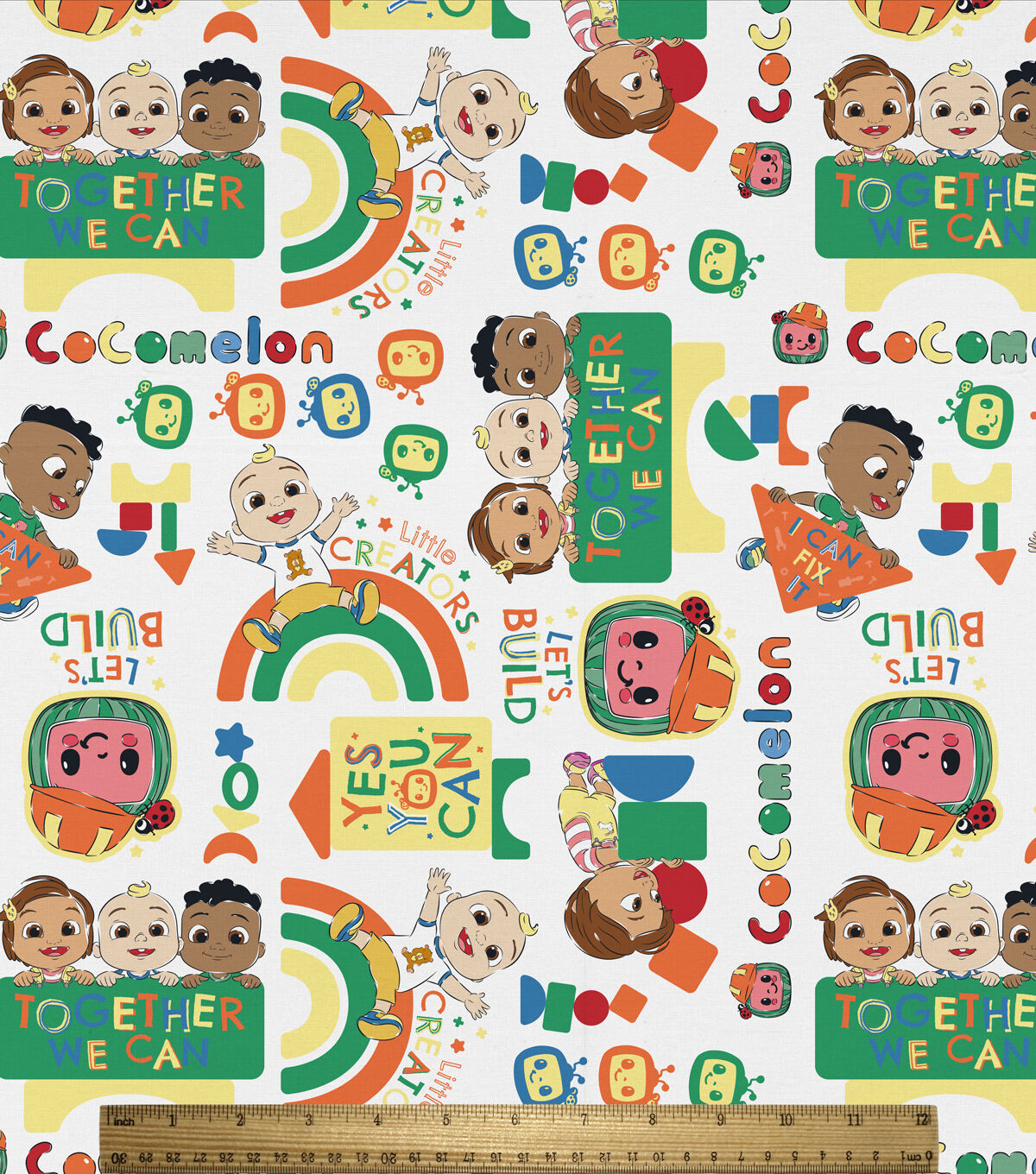Cocomelon Tossed Let's Build Kids Cotton Fabric