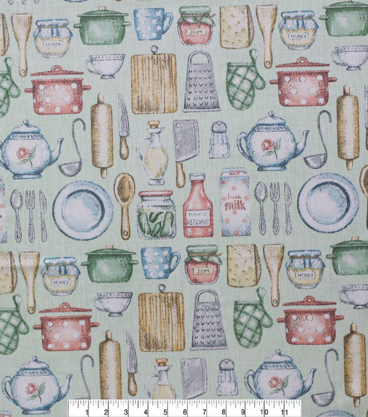 Baking Needs Mint Novelty Cotton Fabric