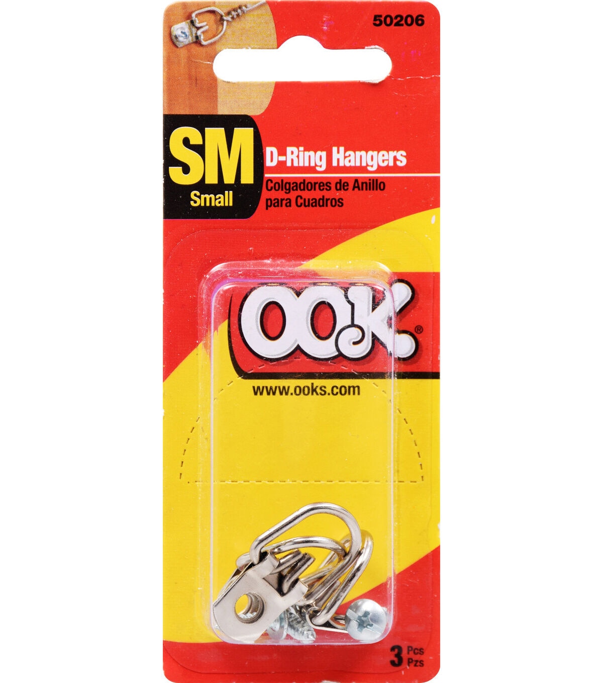 Ook 3pc Small Zinc Steel D Ring Hangers