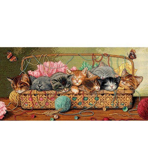 Dimensions 18 x 9 Kitty Litter Counted Cross Stitch Kit