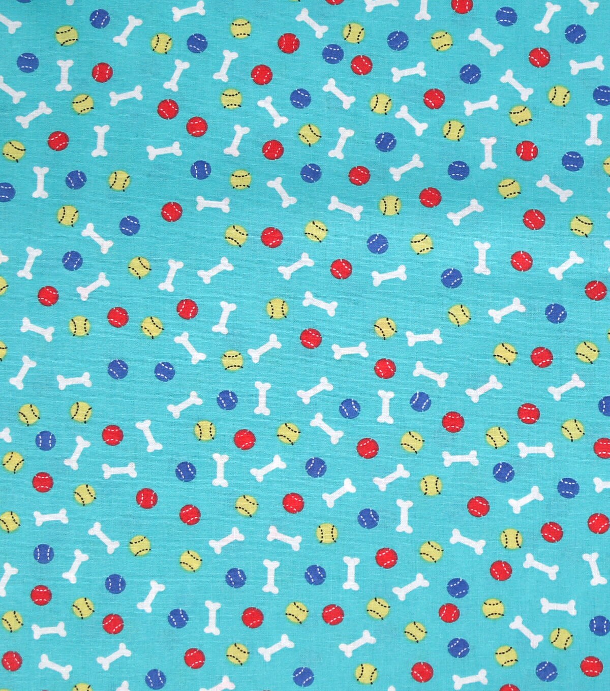 Dog Bones & Balls on Blue Novelty Cotton Fabric