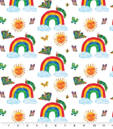 Eric Carle Caterpillar Rainbow Cotton Fabric