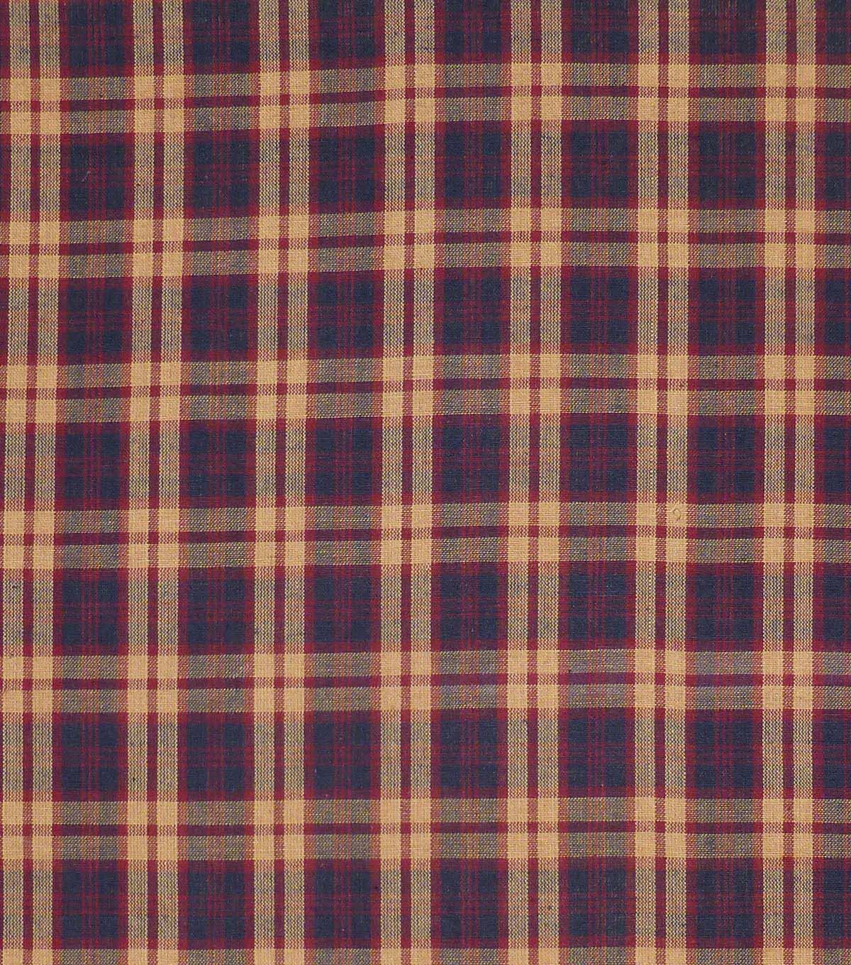 Navy & Red Plaid Navy Yarn Dyed Patriotic Cotton Fabric