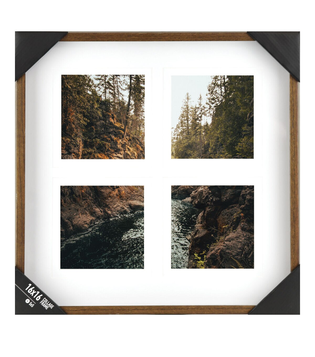 Enchante 5 x 5 Walnut Wood 4 Photo Collage Frame