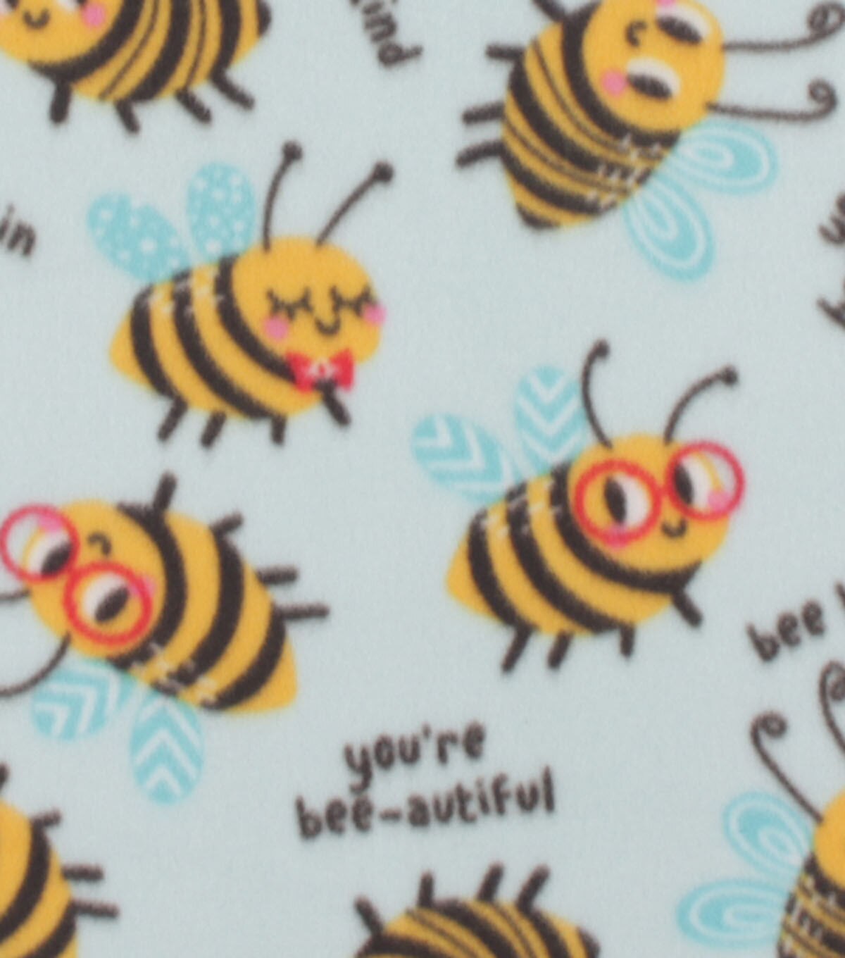Bee You on Blue Blizzard Fleece Fabric