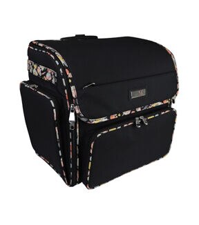 Everything Mary 18 Floral on Black Collapsible Rolling Craft Bag
