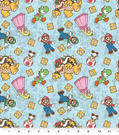 Mario Retro Group Pop Culture Cotton Fabric