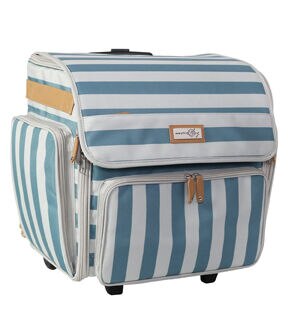 Everything Mary 18 Blue Striped Collapsible Rolling Craft Bag
