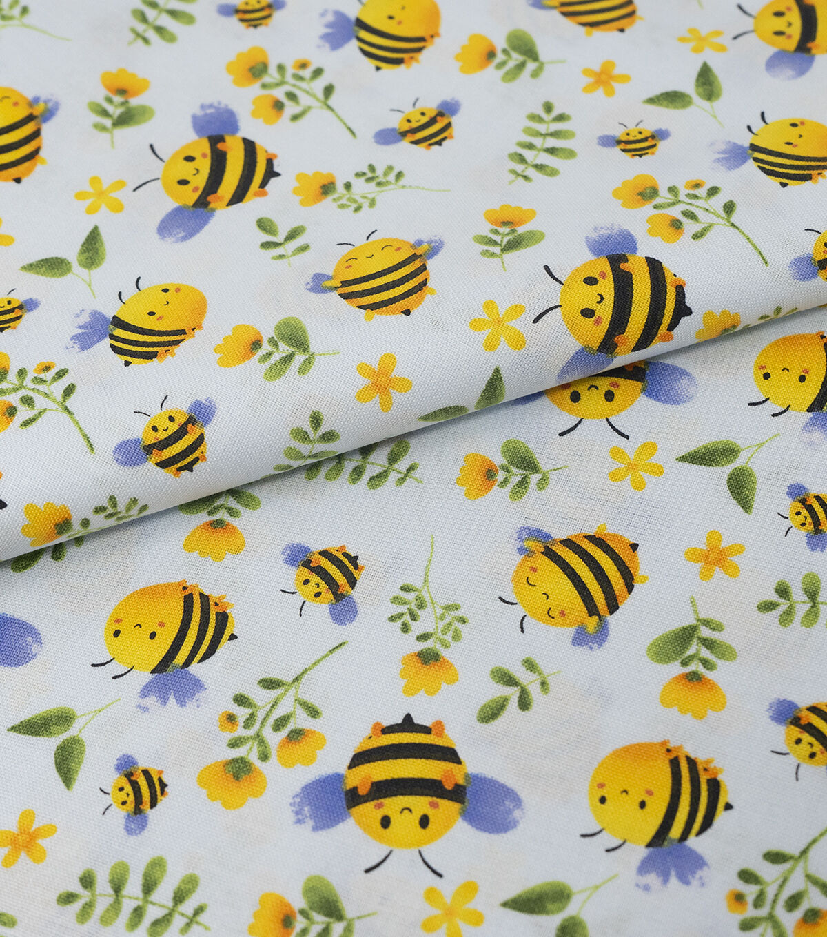 Yellow Happy Bees Novelty Cotton Fabric