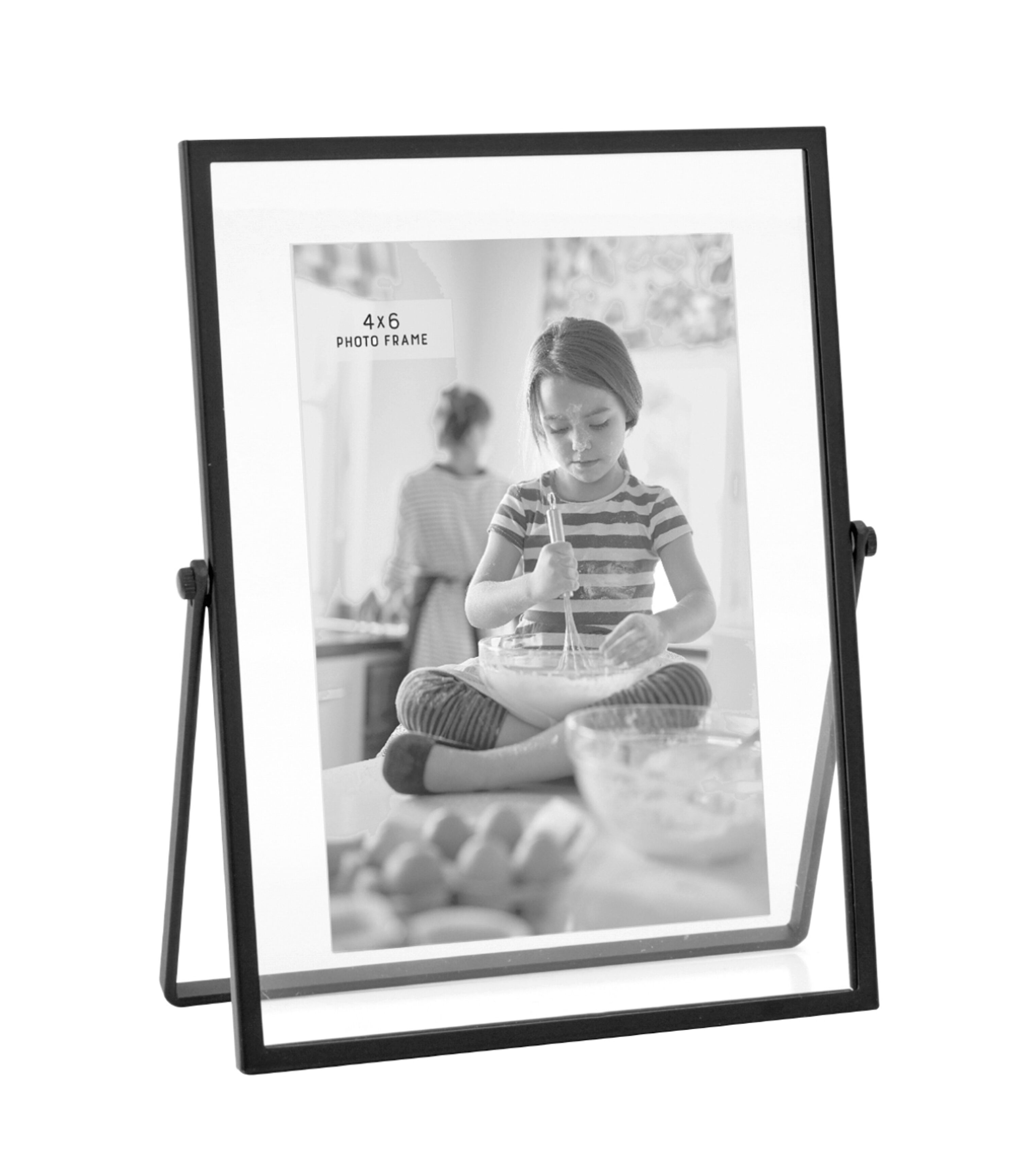 4 x 6 Black Floating Easel Tabletop Picture Frame