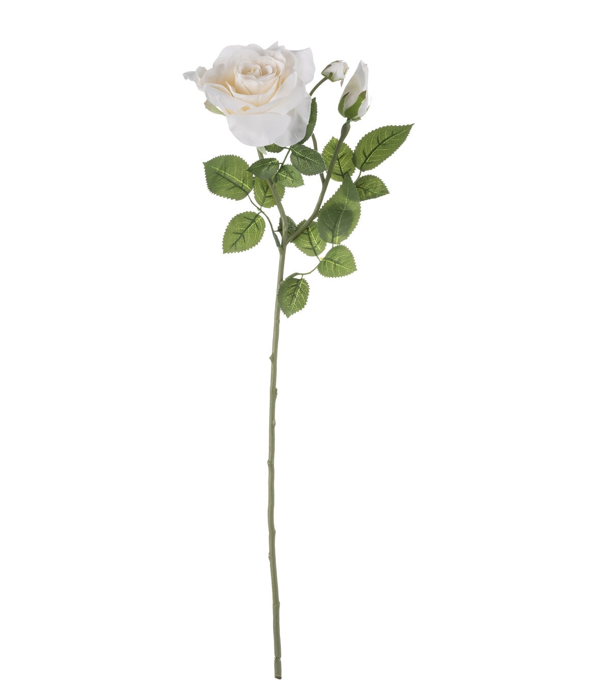 26.5 White Rose & Bud Stem by Bloom Room