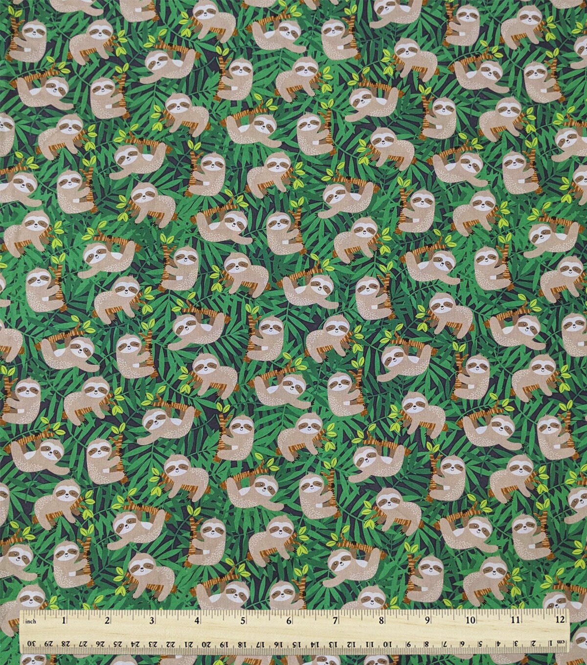 Happy Sloth Life Novelty Cotton Fabric