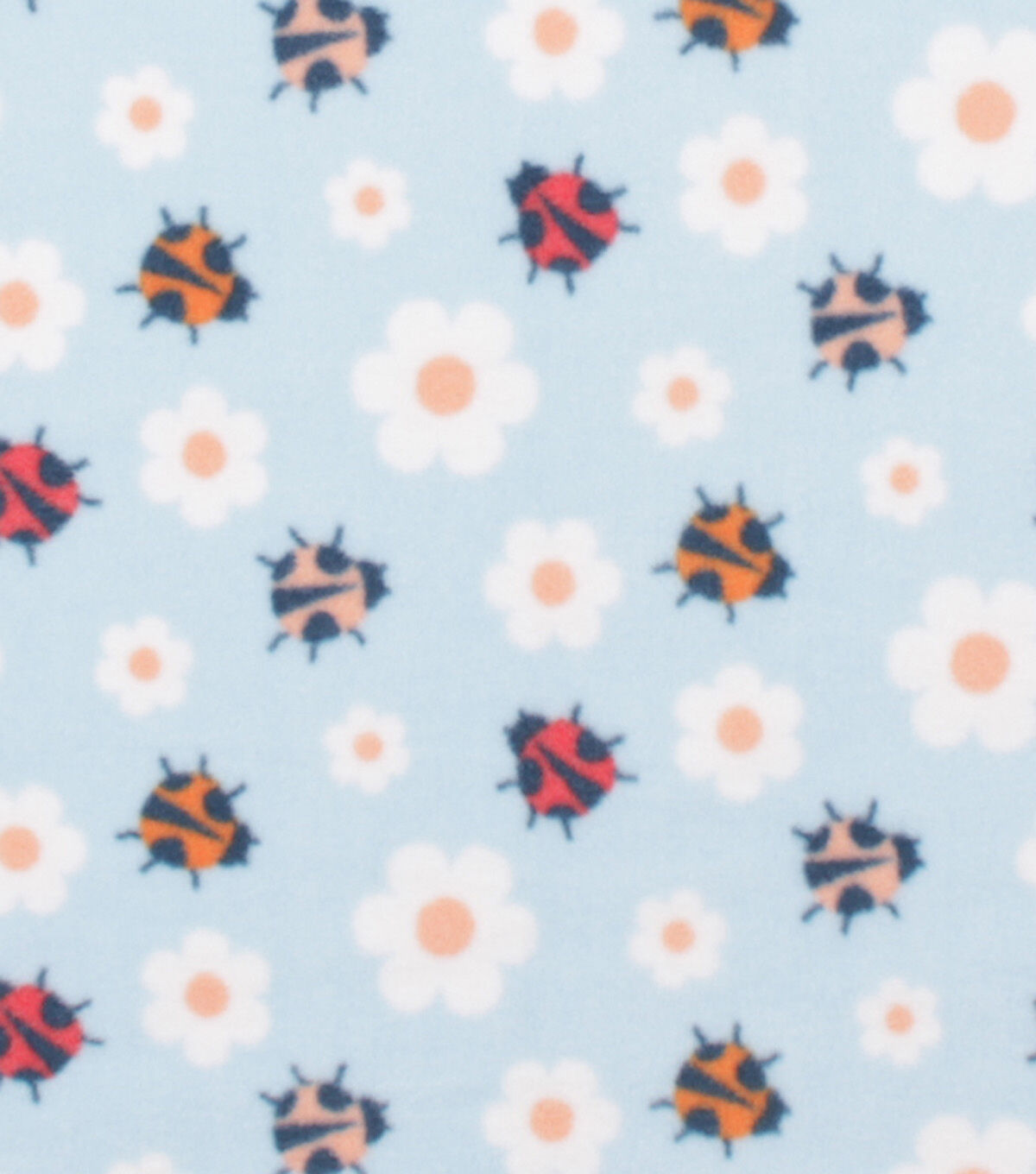 Ladybugs on Blue Anti Pill Plush Fleece Fabric
