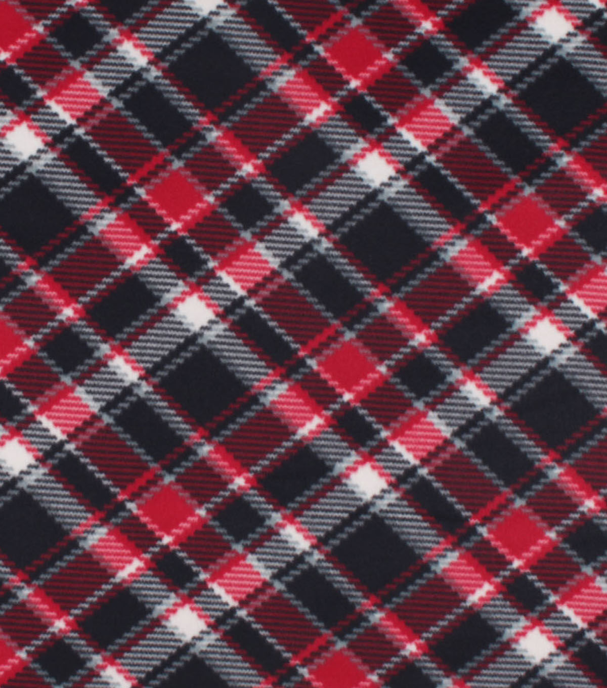 Black Red Bias Plaid Blizzard Fleece Fabric
