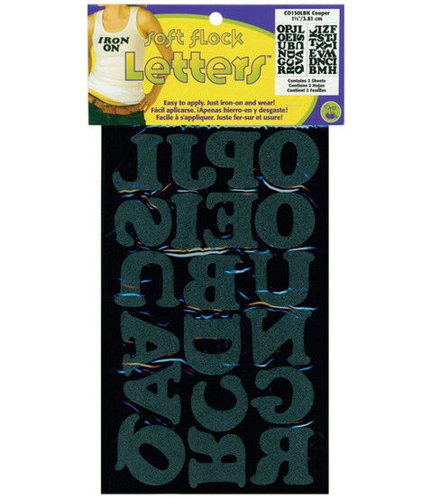 Dritz 1.5 Black Soft Flock Cooper Iron On Letters 41ct