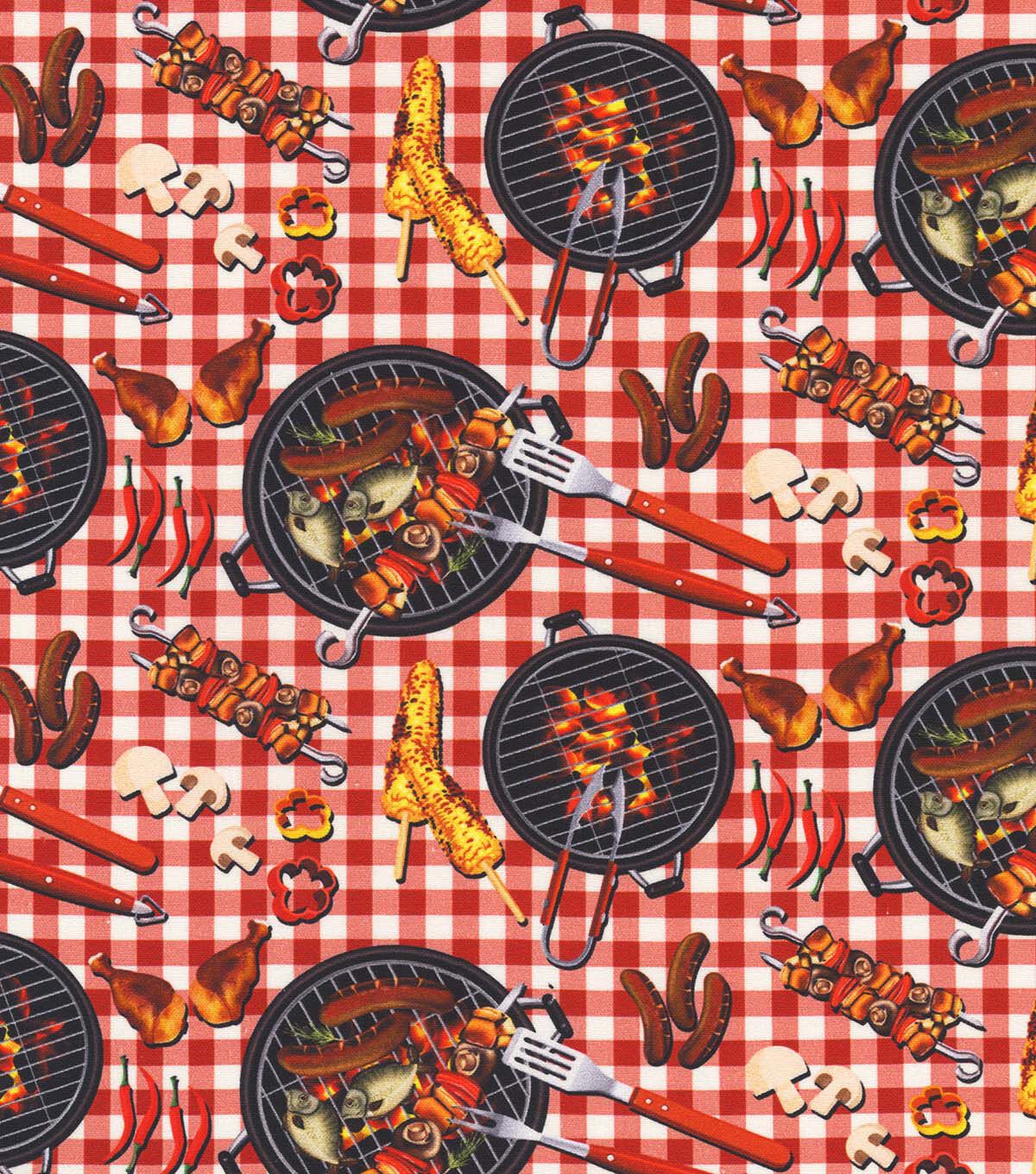 Robert Kaufman Backyard BBQ Novelty Cotton Fabric