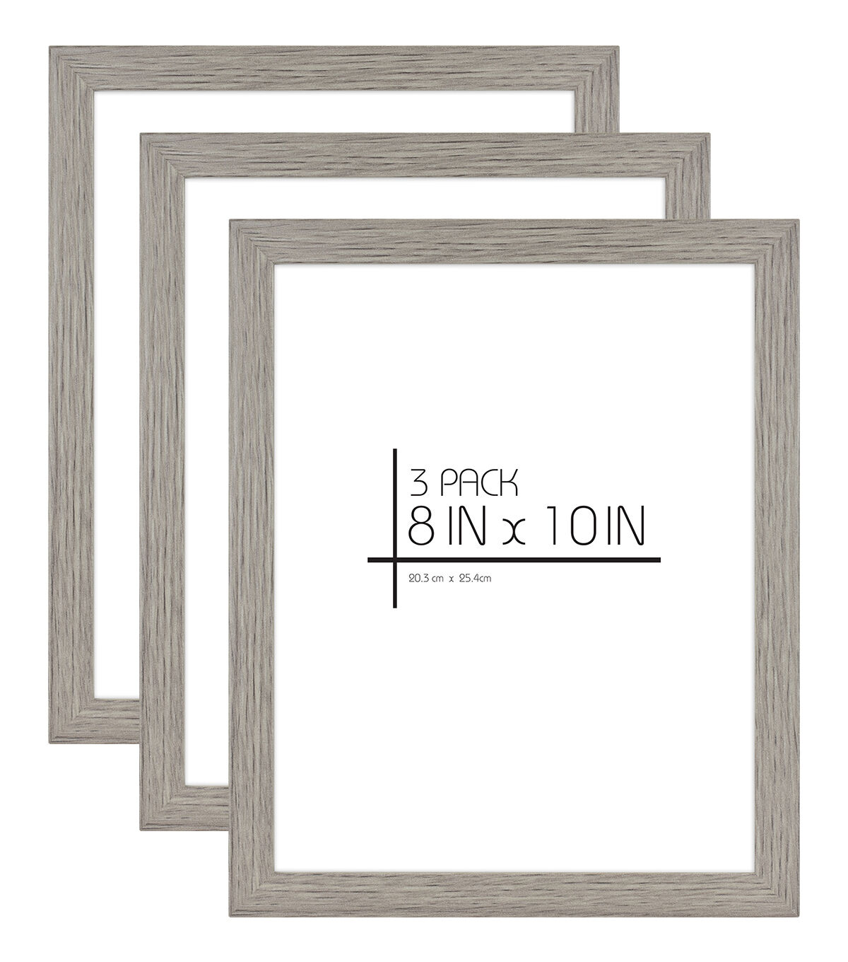 MCS Gray 8x10 Woodgrain Value Frames 3pk