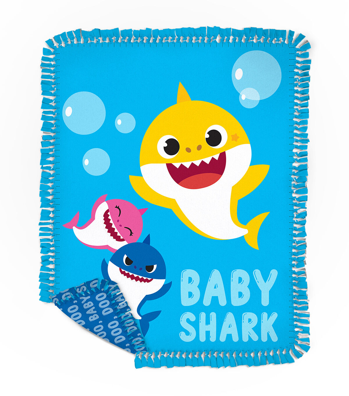 Baby Shark Family No Sew Fleece Throw 48
