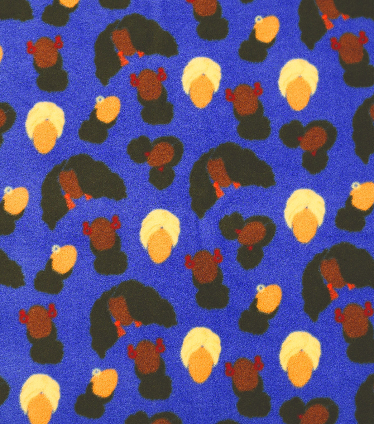Black History Month Faces on Blue Anti Pill Fleece Fabric