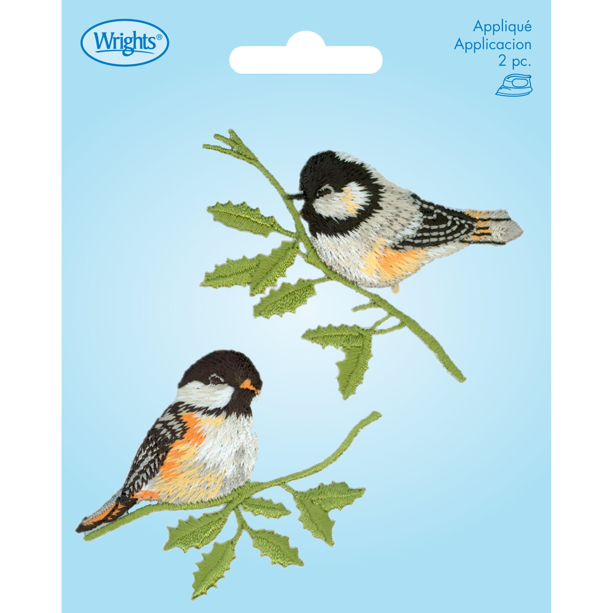 Wrights 2.5 Birds on Branches Iron On Patches 2ct