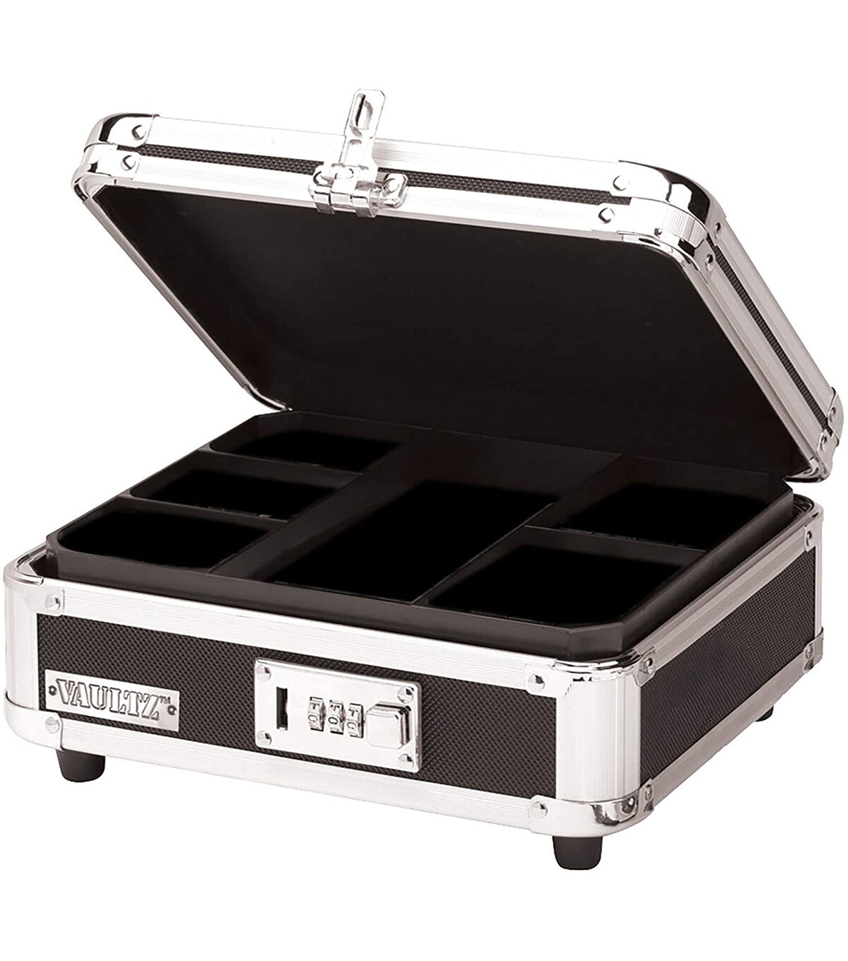 Vaultz Black & Chrome Plastic Locking Cash Box With Handle