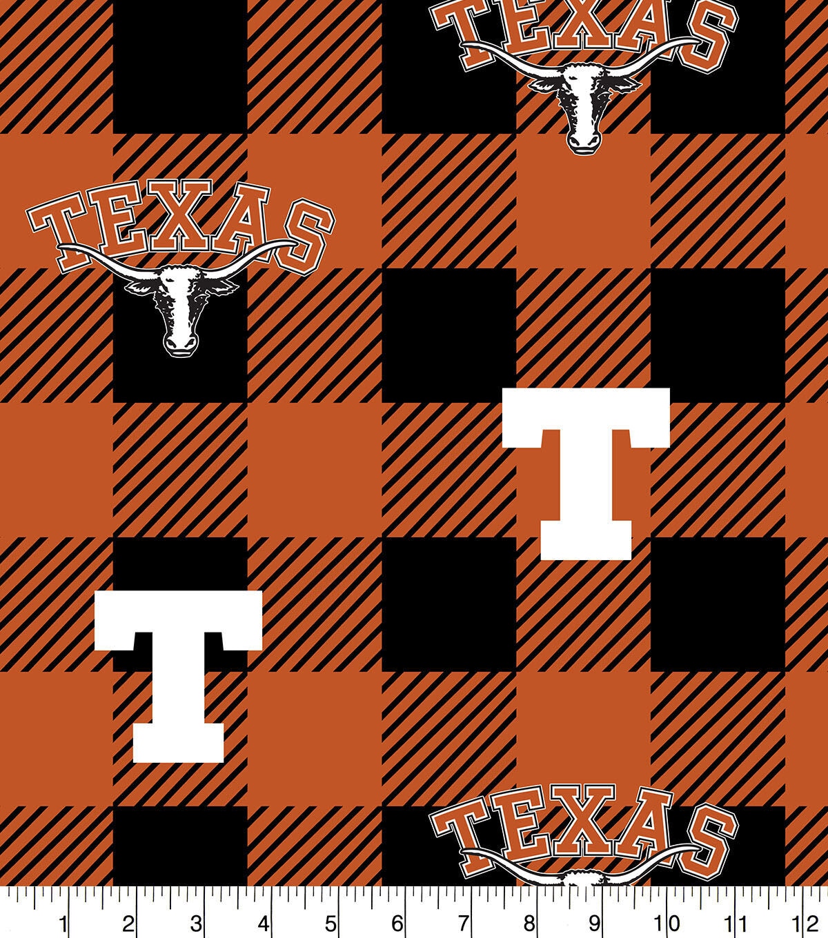 Texas Longhorns Fleece Fabric Buffalo Check