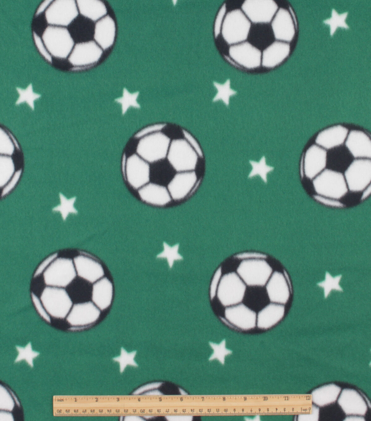 Green Soccer Superstar Blizzard Fleece Fabric