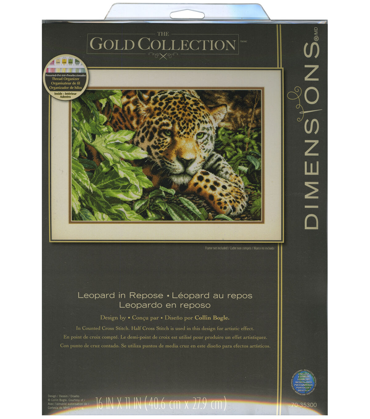 Dimensions 16 x 11 Leopard in Repose Counted Cross Stitch Kit