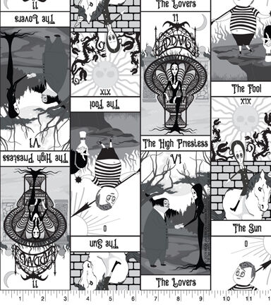 Addams Family Tarot Halloween Cotton Fabric