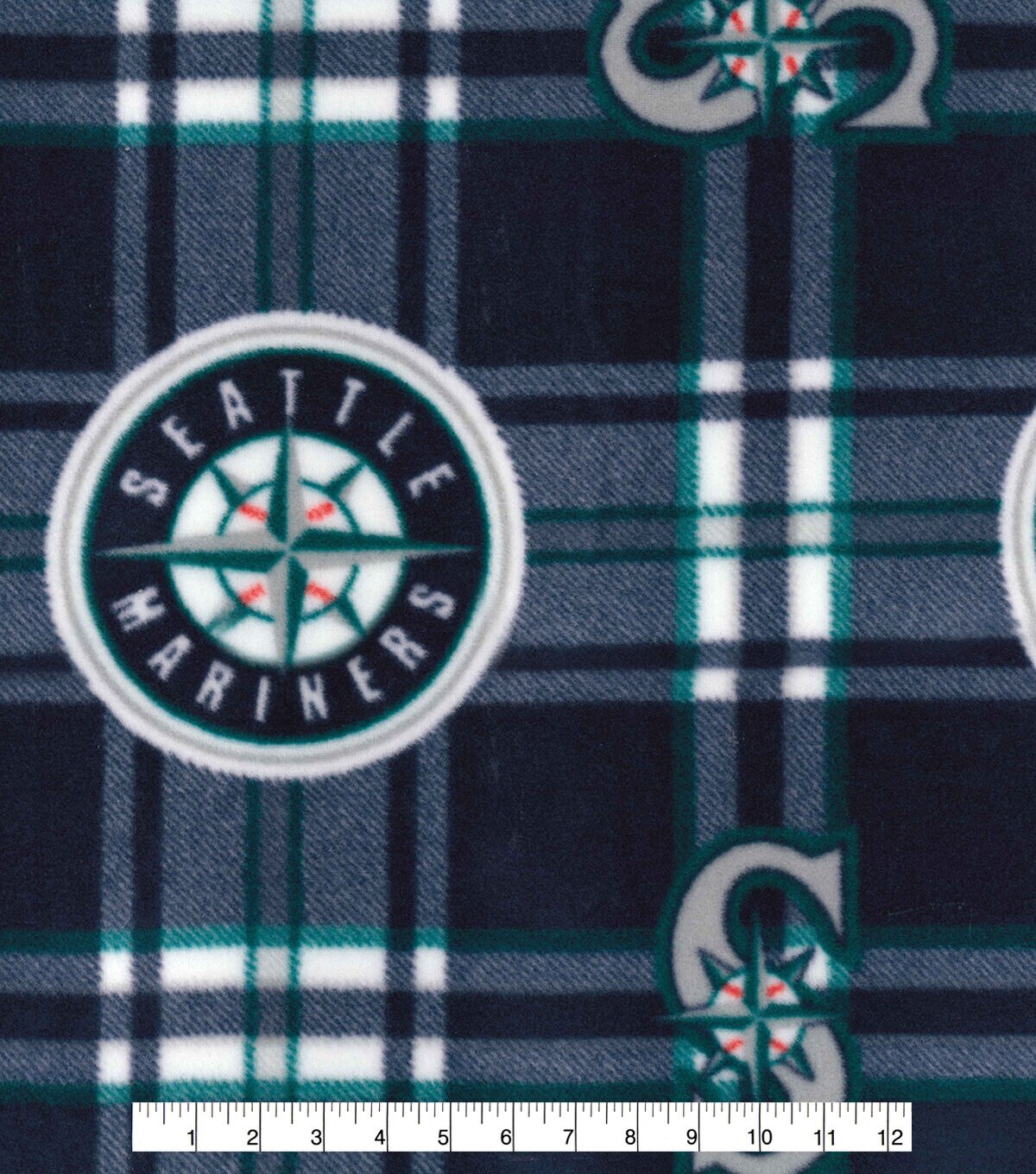 Fabric Traditions Seattle Mariners Fleece Fabric Plaid
