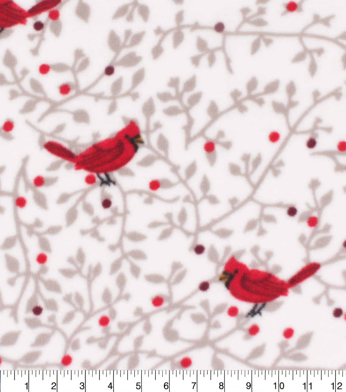 Red Cardinals on Vines Anti Pill Fleece Fabric