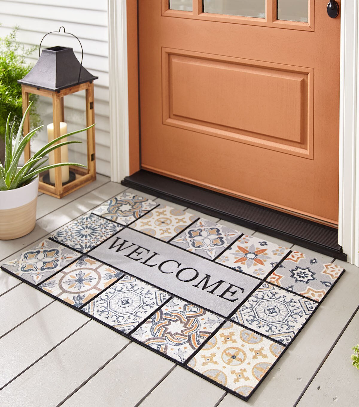 Patina Tiles Doormat Gray 1'11 x 2'11