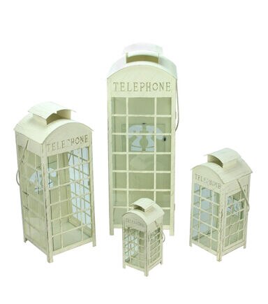 Northlight 4ct Telephone Booth Glass Pillar Candle Lanterns