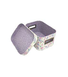 11 Floral on White Oval Box With Cut Out Handles by Place & Time