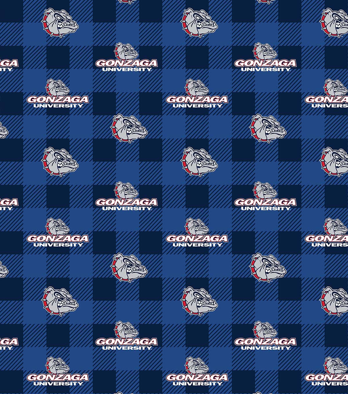 Gonzoga University Bulldogs Fleece Fabric Buffalo Check