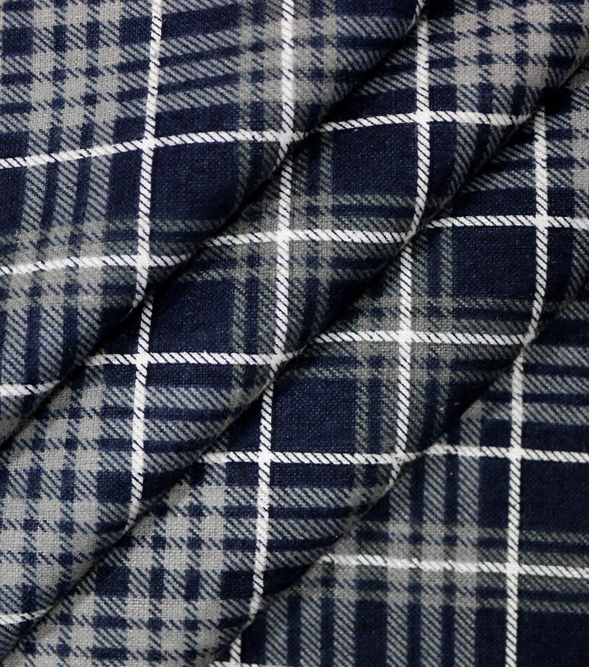 Navy & Grey Plaid Super Snuggle Flannel Fabric