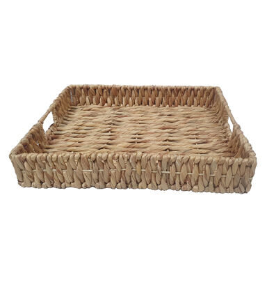 20 x 16 Natural Water Hyacinth Woven Tray by Place & Time