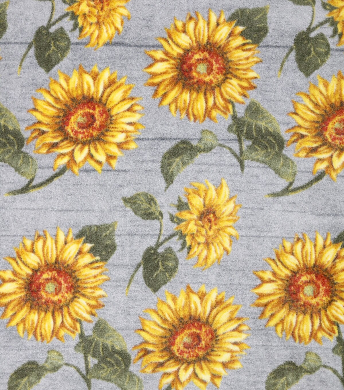 Luxe Fleece Fabric Sunflowers On Wood