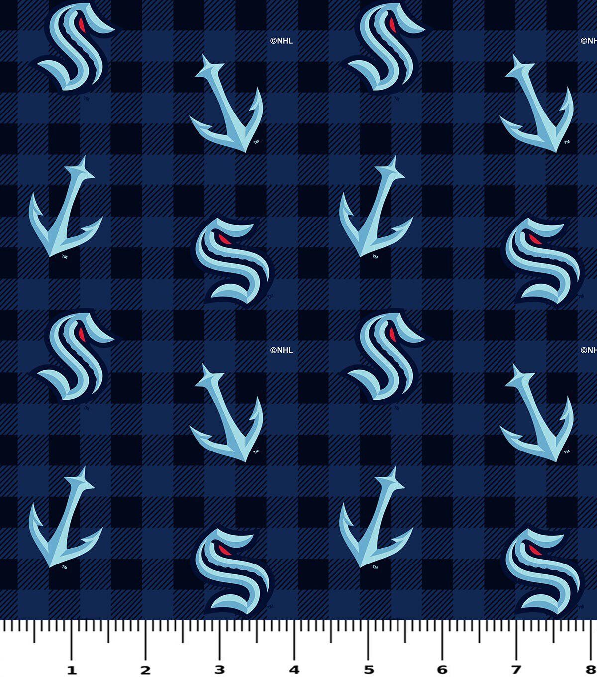 Seattle Kraken NHL Check Flannel Fabric