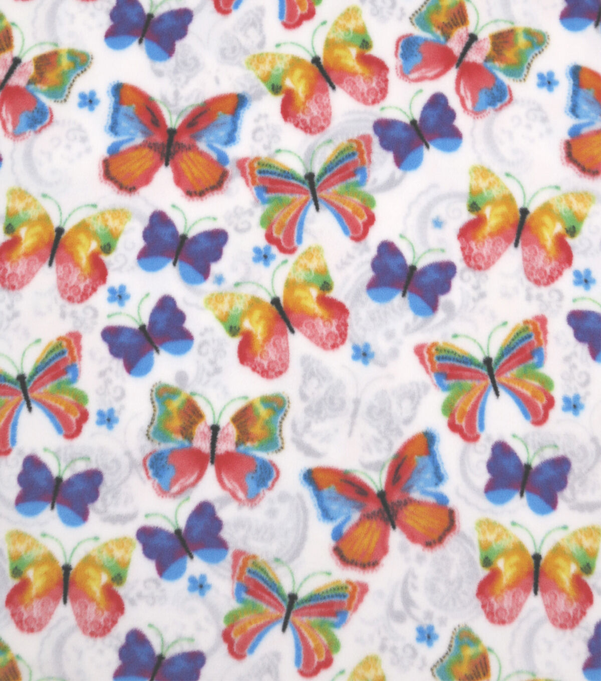 Orange & Blue Butterflies Anti Pill Fleece Fabric